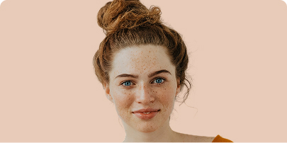 Woman with clear glowing skin